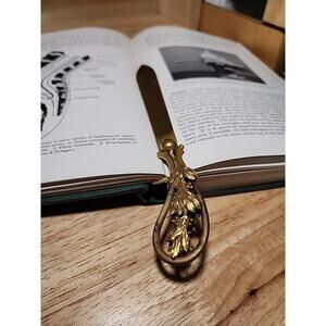 Brass Metal Letter Opener Page Turner Art Nouveau Antique Botanical France